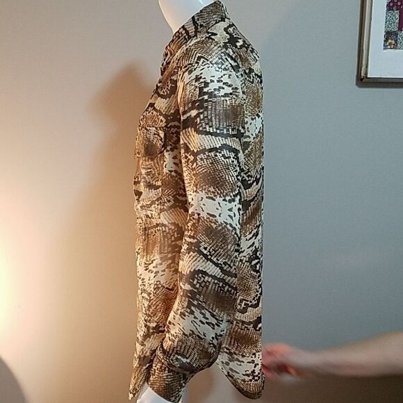 Kut from the Kloth Tan & Brown Button Down Shirt (S) - Picture 3 of 6